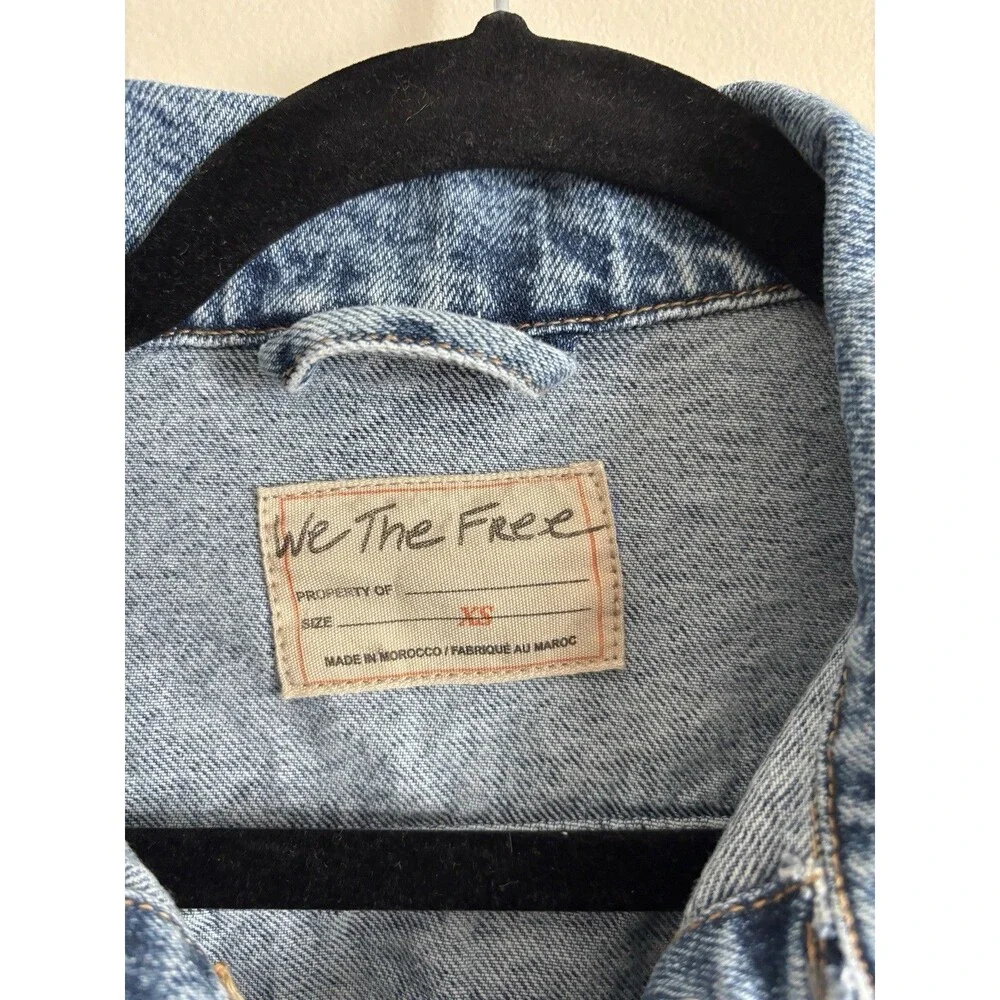 Free People We the‎ Free Rumors Denim Jacket Trucker Blue XS